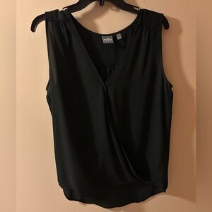 Soho Black Sleeveless Wrap Blouse